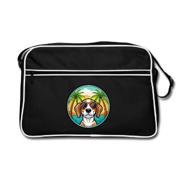 Treeing Walker Coonhound Dog Breed Cartoon Beach - Retro Bag - black/white - Front