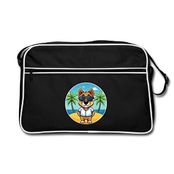 Sporting Lucas Terrier Hunderasse Cartoon Beach - Retro Tasche - Schwarz/Weiß - Vorne