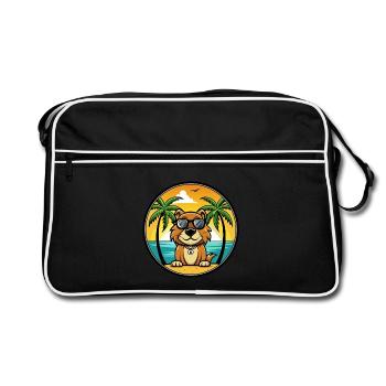 Smaland Hound Chien Race Dessin Animé Lunettes De Soleil Plage - Sac Retro - noir/blanc - Devant