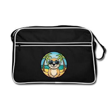 Seskar phoque chien race dessin animé lunettes de soleil plage - Sac Retro - noir/blanc - Devant