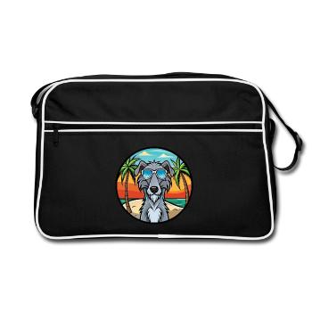 Scottish Deerhound Dog Breed Cartoon Sunglasses - Retro Bag - black/white - Front