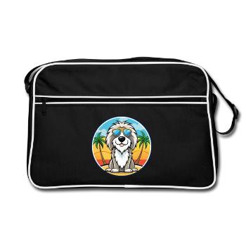 Picardy Sheepdog Breed Cartoon Sunglasses Beach - Retro Bag - black/white - Front