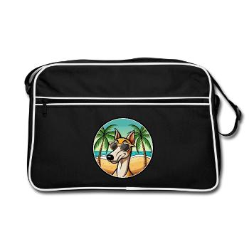 Old Croatian Sighthound Dog Breed Cartoon Beach - Retro Bag - black/white - Front