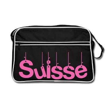 SUISSE. PAYS. GENEVE. SUISSE. HUMOUR - Sac Retro - noir/blanc - Devant