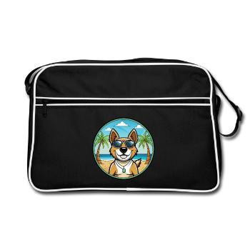Teddy Roosevelt Terrier Race Chien Dessin Animé Plage - Sac Retro - noir/blanc - Devant