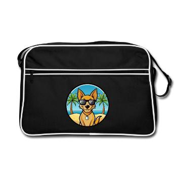 Dingo Dog Breed Cartoon Sunglasses Beach - Retro Bag - black/white - Front