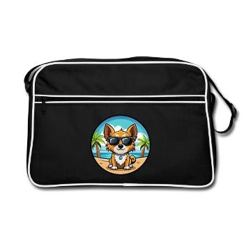 Continental Spielzeug Spaniel Hunderasse Cartoon Strand - Retro Tasche - Schwarz/Weiß - Vorne