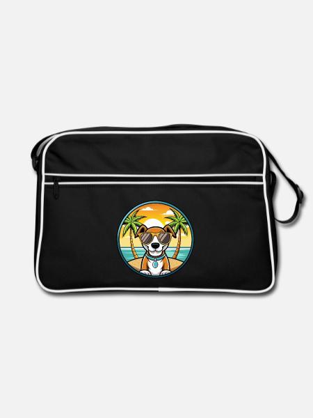 Ariege Pointer Hund Rasse Cartoon Sonnenbrille Strand - Retro Tasche - Schwarz/Weiß - Vorne