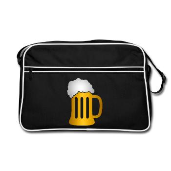Silhouette de la chope de bière dorée - Sac Retro - noir/blanc - Devant