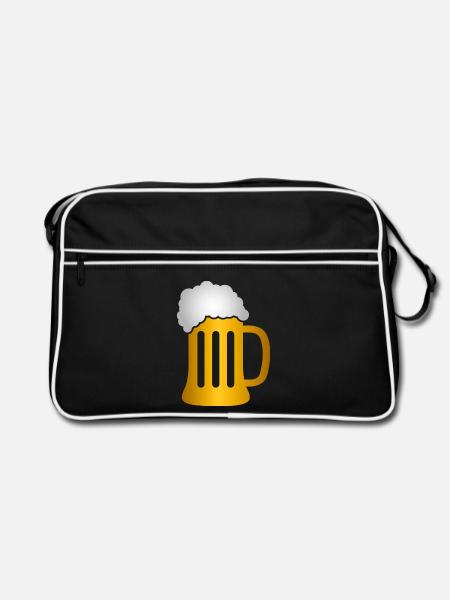 Golden Beer Krug Silhouette - Retro Tasche - Schwarz/Weiß - Vorne