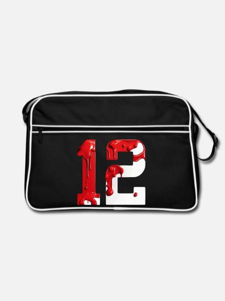 NR. 12 NUMMER 12 ROT WEIß 12. GEBURTSTAG - Retro Tasche - Schwarz/Weiß