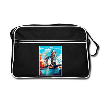 Tower Bridge England Uk Travel Poster Souvenir WPA - Retro Bag - black/white - Front