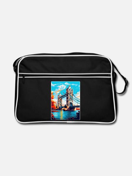 Tower Bridge England Uk Reise Poster Souvenir WPA - Retro Tasche - Schwarz/Weiß - Vorne