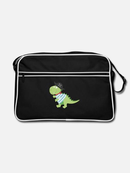 Dino Pirat Piratenkostüm Halloween Karneval Jungen - Retro Tasche - Schwarz/Weiß - Vorne