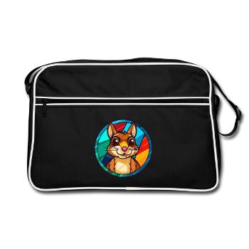 Chipmunk Buntglas Bunte Karikatur Kawaii Ani - Retro Tasche - Schwarz/Weiß - Vorne