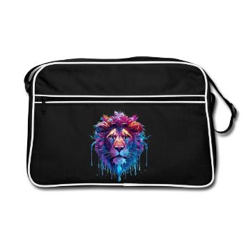 Spiritueller Löwenzauber - Retro Tasche - Schwarz/Weiß - Vorne