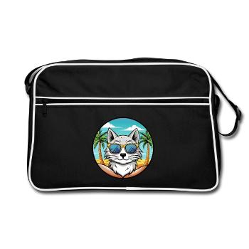 Lunettes de soleil de plage de race de chat angora turc - Sac Retro - noir/blanc - Devant