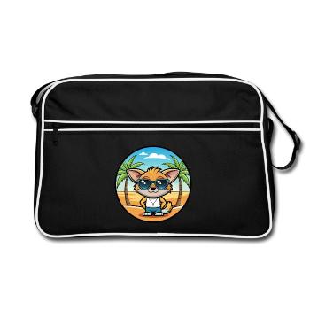 Pixie Bob Cat Breed Cartoon Sunglasses Beach - Retro Bag - black/white - Front
