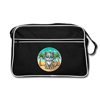 Laperm Cat Breed Cartoon Lunettes de soleil Beach - Sac Retro - noir/blanc - Devant