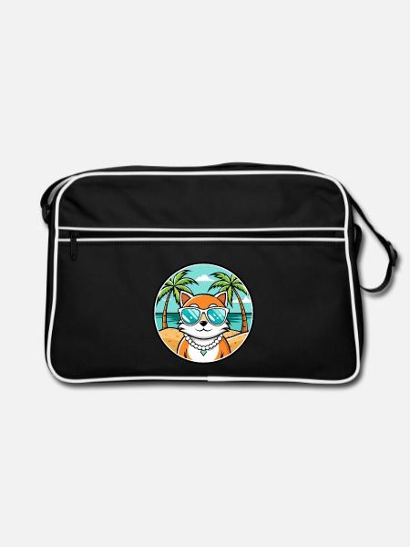 Hantilly Tiffany Katzenrasse Cartoon Sonnenbrille Strand - Retro Tasche - Schwarz/Weiß - Vorne