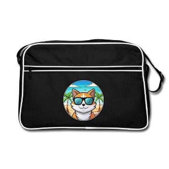 Lunettes de soleil de dessin animé de race de chat calicot dilué plage - Sac Retro - noir/blanc - Devant