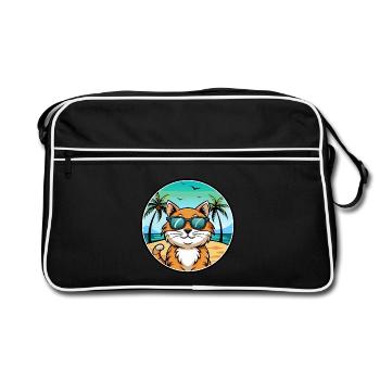 California Spangled Cat Breed Cartoon Sunglasses - Retro Bag - black/white - Front