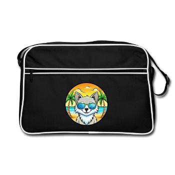 Lunettes de soleil de plage de race de chat angora turc - Sac Retro - noir/blanc - Devant