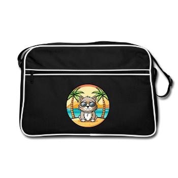 Laperm Cat Breed Cartoon Lunettes de soleil Beach - Sac Retro - noir/blanc - Devant