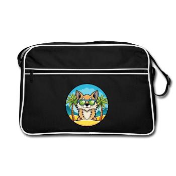 Lunettes de soleil de dessin animé de race de chat à poil long allemand plage - Sac Retro - noir/blanc - Devant