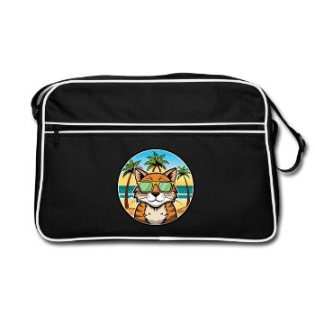 California Spangled Cat Breed Cartoon Sunglasses - Retro Bag - black/white - Front