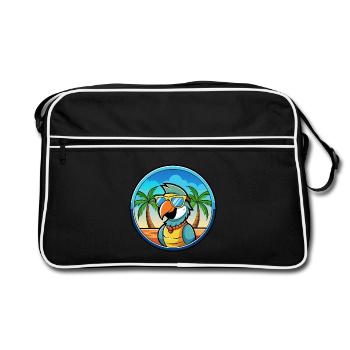 Perroquet Drôle Dessin Animé Plage Été Lunettes De Soleil Cool - Sac Retro - noir/blanc - Devant