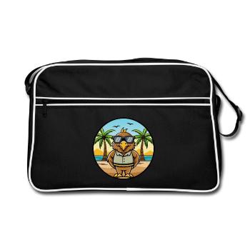 Hawk Drôle Dessin Animé Plage D’été Lunettes De Soleil Autocollant - Sac Retro - noir/blanc - Devant