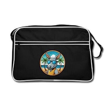 Erdferkel Lustige Cartoon Sommer Strand Sonnenbrille - Retro Tasche - Schwarz/Weiß - Vorne
