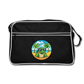 Turtle Funny Cartoon Summer Beach Sunglasses Cool - Retro Bag - black/white - Front