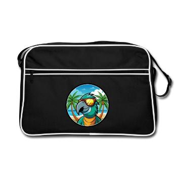 Perroquet Drôle Dessin Animé Plage Été Lunettes De Soleil Cool - Sac Retro - noir/blanc - Devant