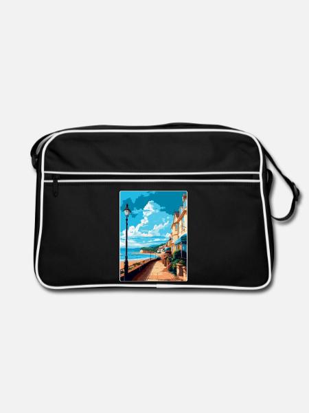 Teignmouth England Uk Reiseposter Souvenir WPA - Retro Tasche - Schwarz/Weiß - Vorne