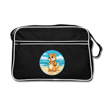 Chipmunk Aquarell Cartoon Kawaii Clipart Tier - Retro Tasche - Schwarz/Weiß - Vorne