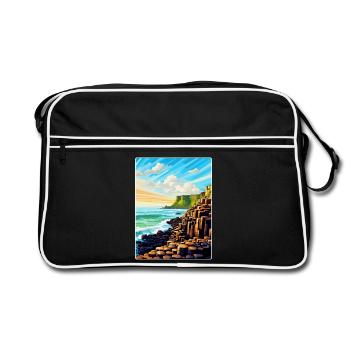 Giant Causeway Irland Uk Reiseposter Souvenir - Retro Tasche - Schwarz/Weiß - Vorne