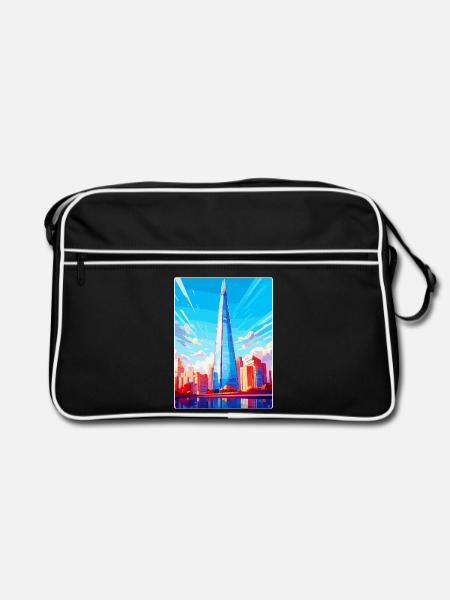 The Shard England Uk Reiseposter Souvenir WPA - Retro Tasche - Schwarz/Weiß - Vorne