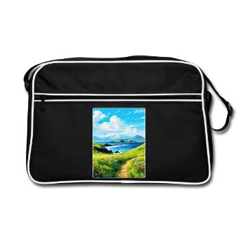 Isle Of Canna Schottland Großbritannien Reise Poster Souvenir - Retro Tasche - Schwarz/Weiß - Vorne