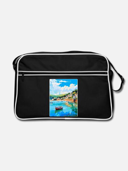 Looe England Uk Vintage Reise Poster Souvenir WPA - Retro Tasche - Schwarz/Weiß - Vorne