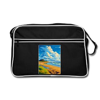 Northumberland Coast Anob Affiche de voyage souvenir - Sac Retro - noir/blanc - Devant