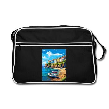 New Quay Wales Uk Vintage Travel Poster Souvenir - Retro Bag - black/white - Front