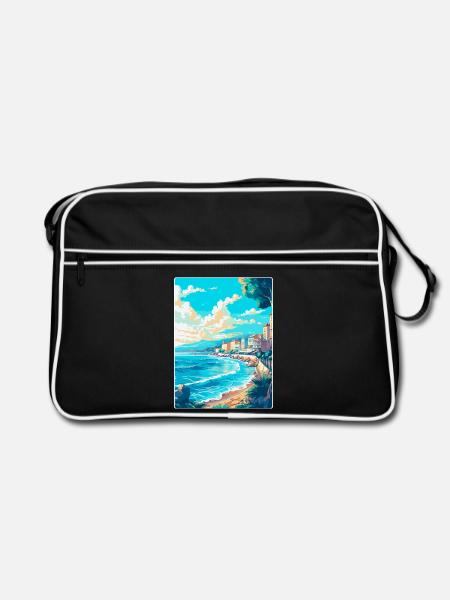 Nizza Frankreich Vintage Reiseplakat WPA Kunst Souvenir - Retro Tasche - Schwarz/Weiß - Vorne