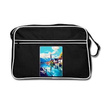 Thun Schweiz Vintage Reiseplakat Souvenir - Retro Tasche - Schwarz/Weiß - Vorne