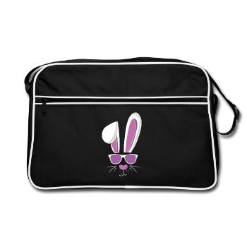 Cool lapin de ski et lapin de Pâques - Sac Retro - noir/blanc - Devant
