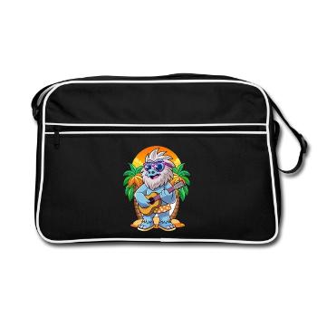 Drôle Yeti Dessin Animé Plage D’été Lunettes De Soleil Guitare - Sac Retro - noir/blanc - Devant