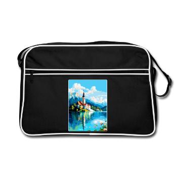Lac de Bled, Slovénie, Affiche de voyage vintage, Souvenir - Sac Retro - noir/blanc - Devant