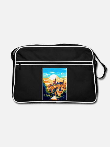 Toledo Spanien Vintage Reiseposter WPA Souvenir - Retro Tasche - Schwarz/Weiß - Vorne