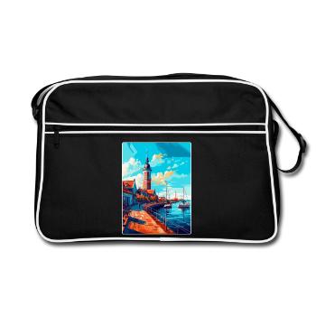 Ustka Poland Vintage Travel Poster WPA Souvenir - Retro Bag - black/white - Front